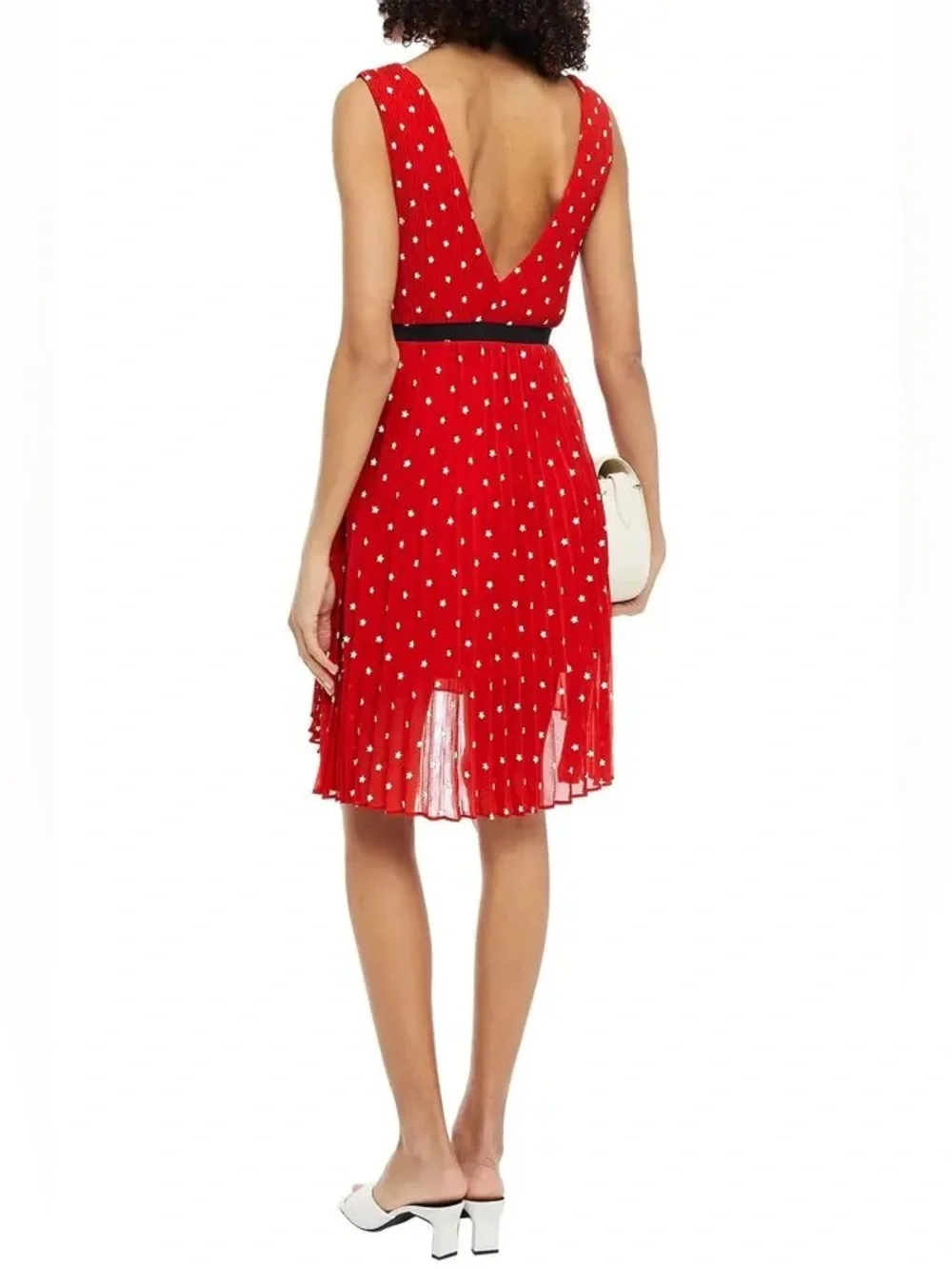 Maje Relina Pleated Embroidered Georgette Mini Dress